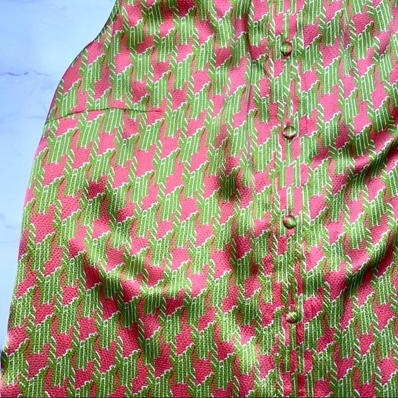 Lilly Pulitzer 100% Silk Unique Crissa Silk Houndstooth Top Size 6 70422 - Picture 4 of 7